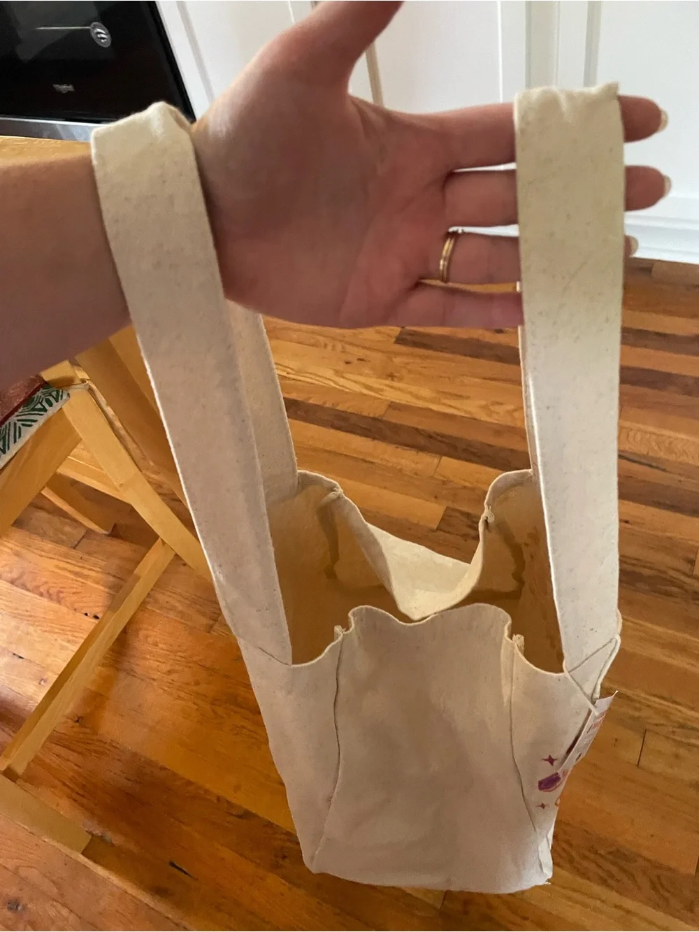 Ulta Beauty White Canvas Tote with Pink & Orange Graphic